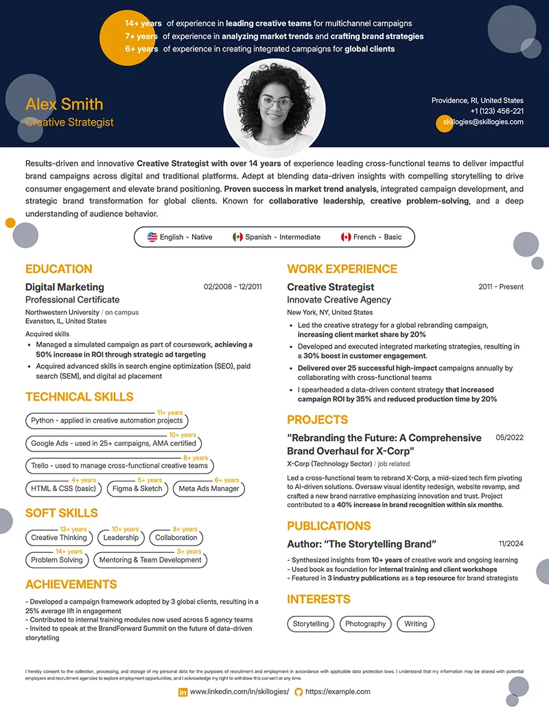 modern CV template for programmers